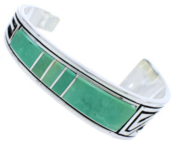 Turquoise Southwestern Feather Jewelry Silver Cuff Bracelet MX27313